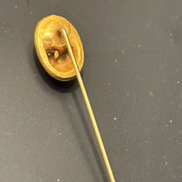 Victorian gold tone art deco scarab beetle design lapel or hat stick pin - Picture 3 of 4